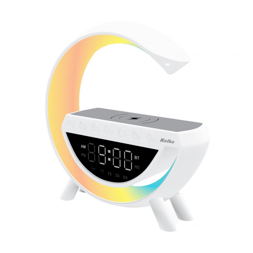 Parlante "G" Inalambrico 5 en 1 Lampara Led RGB Cargador Reloj Alarma Conexión Bluetooth/Aux/SD/USB/FM Kolke (KPM-661)